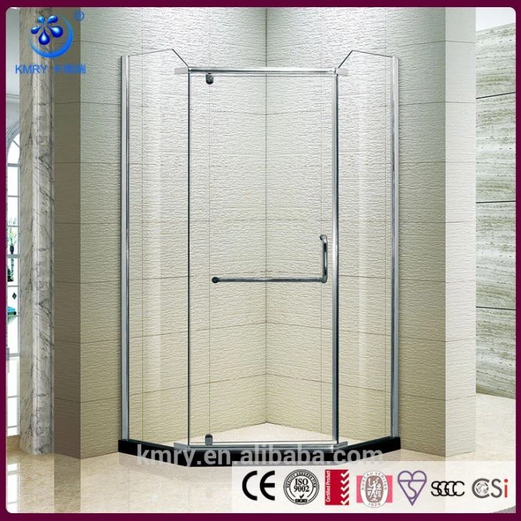 Hálf rammað horn sturtuskjár með pivot hurð, með ryðfríu stáli handfangi og lömum, 36x36 tommu (KK3027)