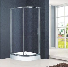 Rammað offset fjórðungur Rolling Bath Shower Door girðing með bakka, 750x750, Chrome klára (KT6104)